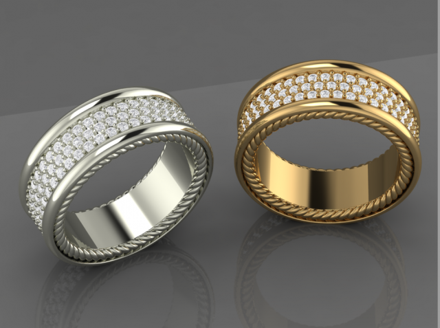 pave band three row Model do druku 3D .c4d .max .obj .3ds .fbx .stl .blend 