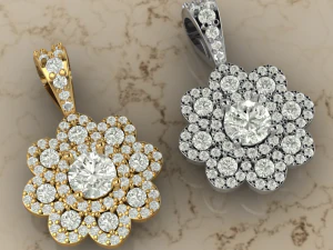 flower design pave pendant 3D Print Model