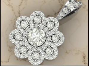 flower design pave pendant 3D Print Model