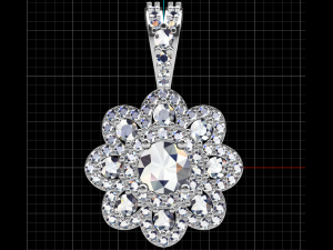 flower design pave pendant Modello di stampa 3D
