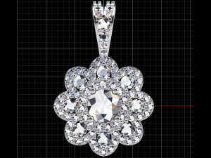 flower design pave pendant 3D Print Model