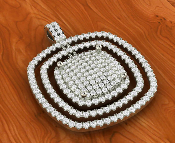 cushion style pave pendant 3D Print Model .c4d .max .obj .3ds .fbx .stl .blend 