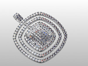 cushion style pave pendant 3Dプリントモデル