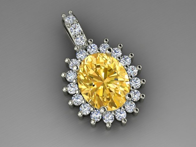 oval cluster unique jewelry pendant 3D 프린트 모델 .c4d .max .obj .3ds .fbx .stl .blend 