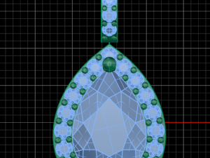 pear shape pave pendantwith gallery 3D Print Model