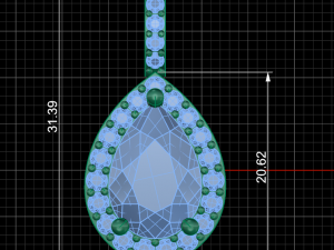 pear shape pave pendantwith gallery 3D Print Model