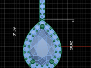 pear shape pave pendantwith gallery 3D Print Model
