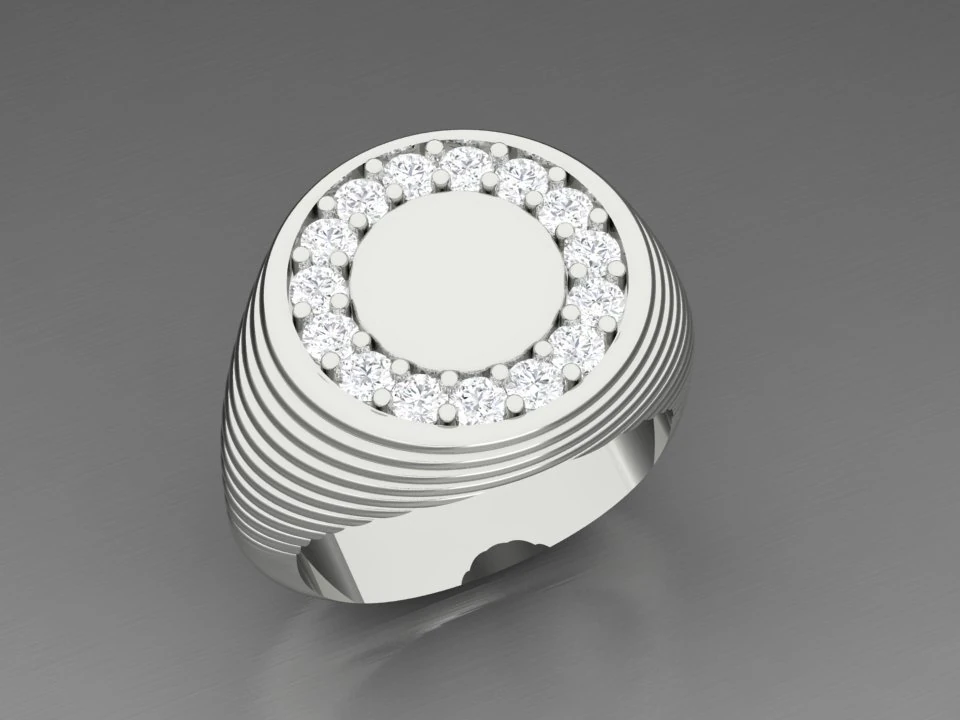 man round shape pave diamonds ring 3D Print Model .c4d .max .obj .3ds .fbx .stl .blend