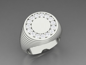 man round shape pave diamonds ring 3D Print Model