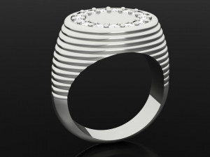 man round shape pave diamonds ring 3Dプリントモデル