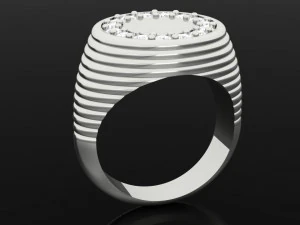 man round shape pave diamonds ring 3D Print Model