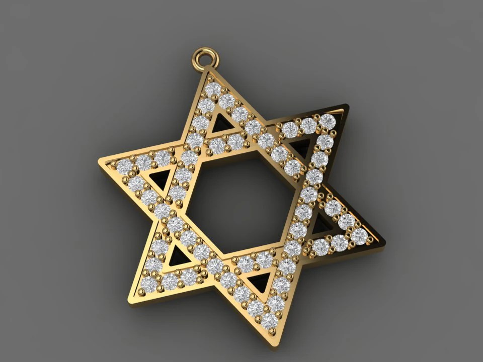 star pendant with diamonds 3D Print Model .c4d .max .obj .3ds .fbx .stl .blend