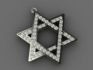 star pendant with diamonds 3D Print Model