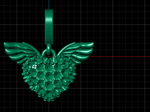 Heart Pave pendant with WINGS 3D-printmodel