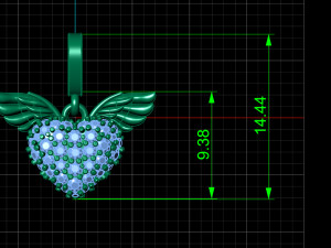 Heart Pave pendant with WINGS 3D-printmodel