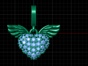 Heart Pave pendant with WINGS 3D-printmodel