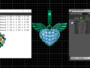 Heart Pave pendant with WINGS 3D-printmodel