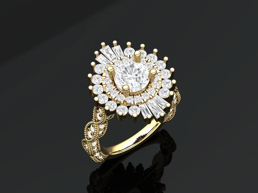 Fashion style pave unique ring 3D Print Model .c4d .max .obj .3ds .fbx .stl .blend 