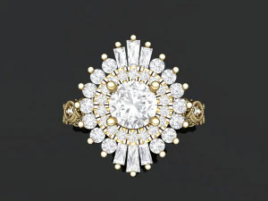 Fashion style pave unique ring 3D Print Model