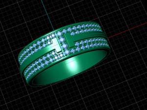 Tiffany wide pave diamond ring 3D print model Model Cetak 3D