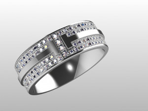 Tiffany wide pave diamond ring 3D print model Model Cetak 3D