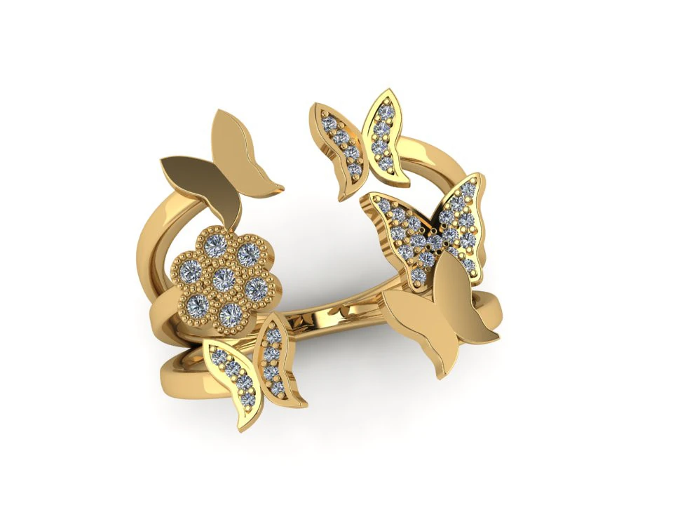 Butterfly fashion ring 3D Print Model .c4d .max .obj .3ds .fbx .stl .blend