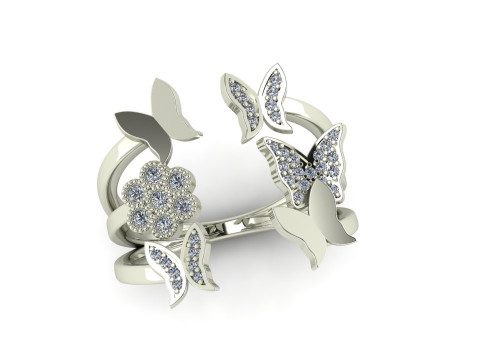 蝴蝶时尚戒指 3D 打印模型