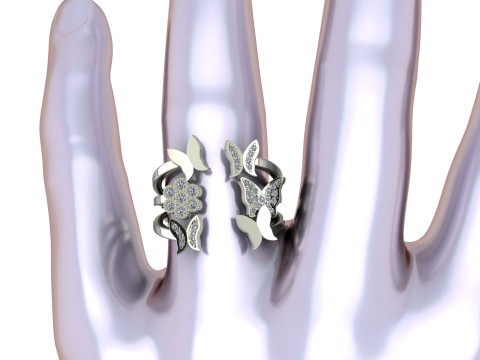 蝴蝶时尚戒指 3D 打印模型