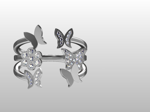 蝴蝶时尚戒指 3D 打印模型