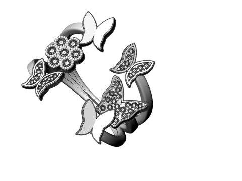 蝴蝶时尚戒指 3D 打印模型