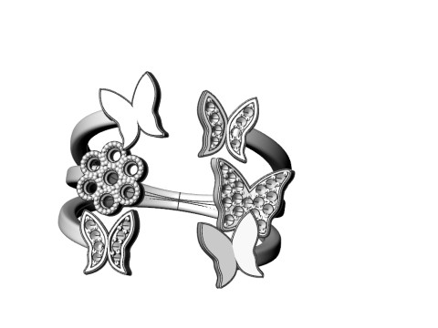 蝴蝶时尚戒指 3D 打印模型