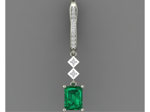 Emerald center engagement ring and earring 3D Print Model