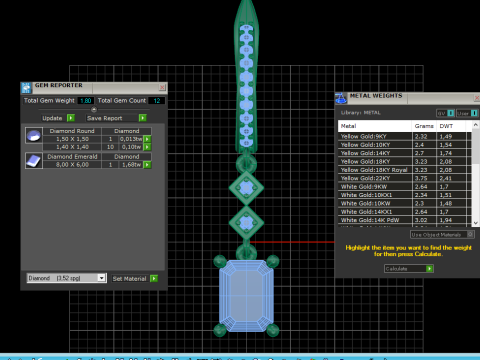 Emerald center engagement ring and earring 3D Print Model