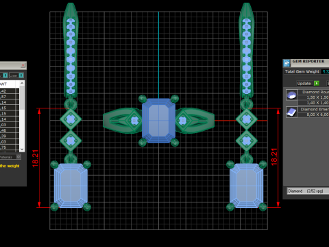 Emerald center engagement ring and earring 3D Print Model