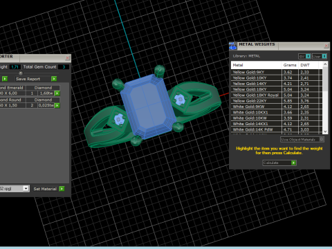 Emerald center engagement ring and earring 3D Print Model