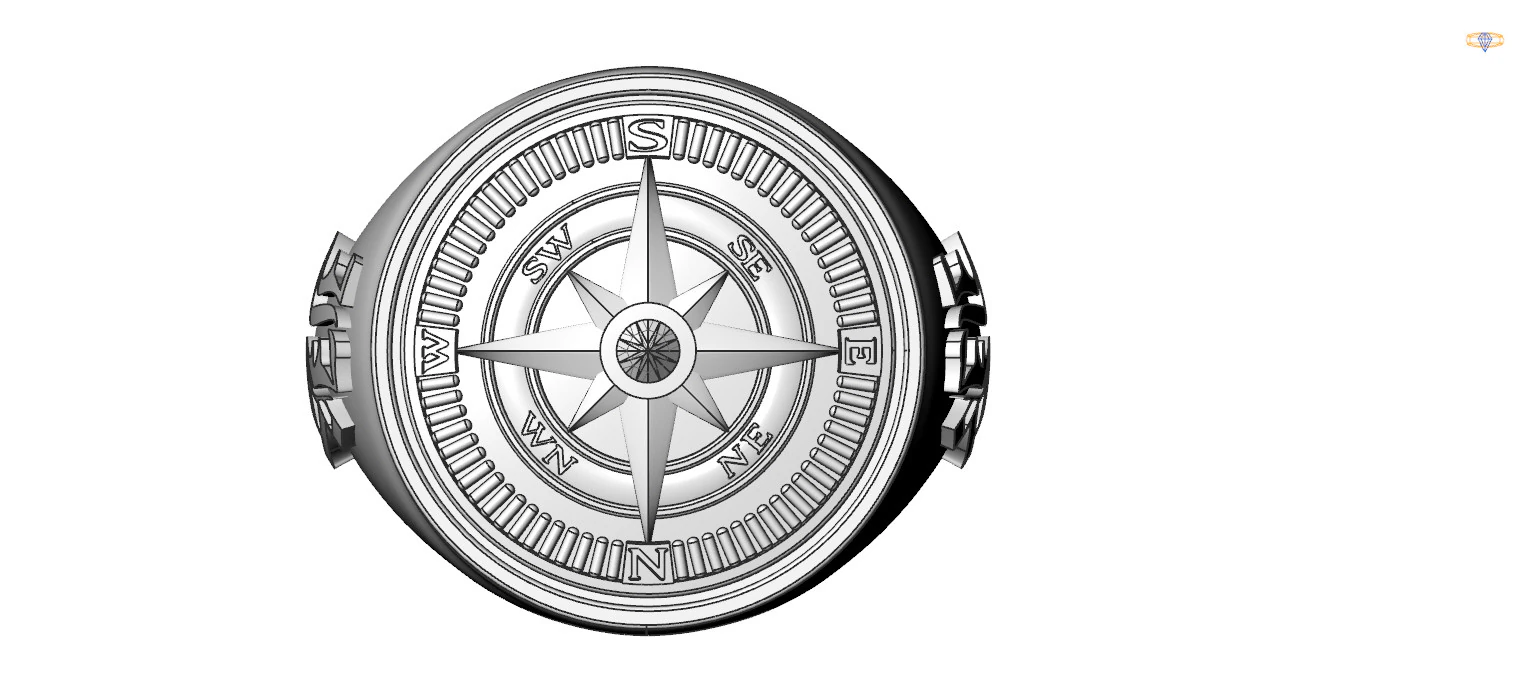 Compass Style man ring 3D print model 3D Print Model .c4d .max .obj .3ds .fbx .stl .blend