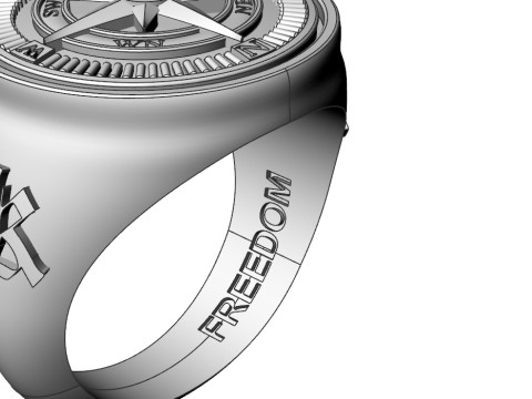 Model cetak 3D cincin pria Gaya Kompas Model Cetak 3D