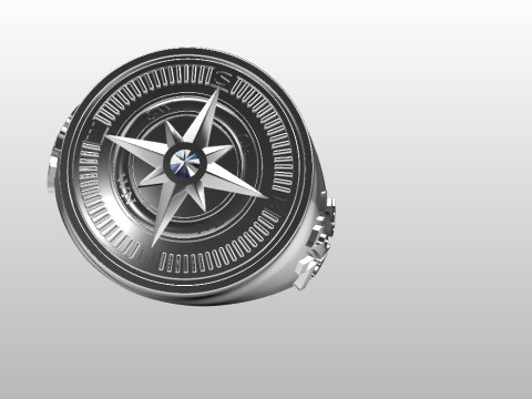 Model cetak 3D cincin pria Gaya Kompas Model Cetak 3D