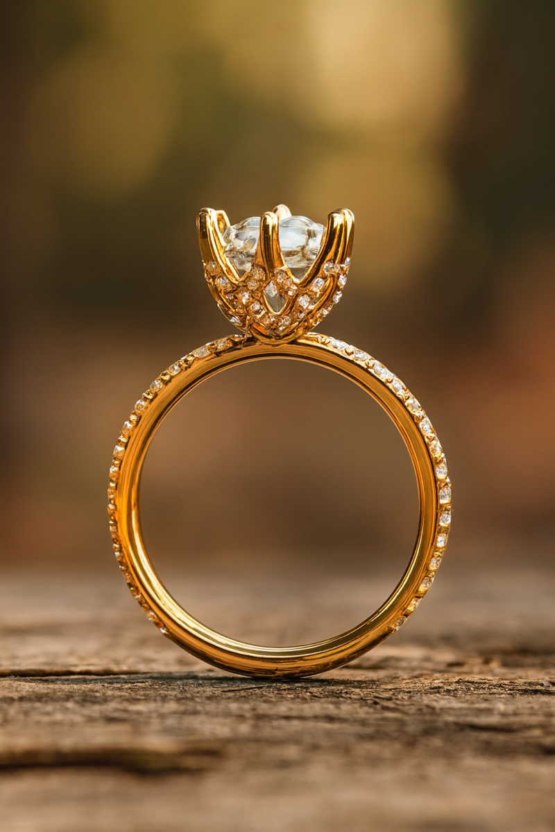 पेव बास्केट रिंग 3डी प्रिंट मॉडल के साथ 1 स्टोन गोल हीरा 3D प्रिंट मॉडल .c4d .max .obj .3ds .fbx .stl .blend 