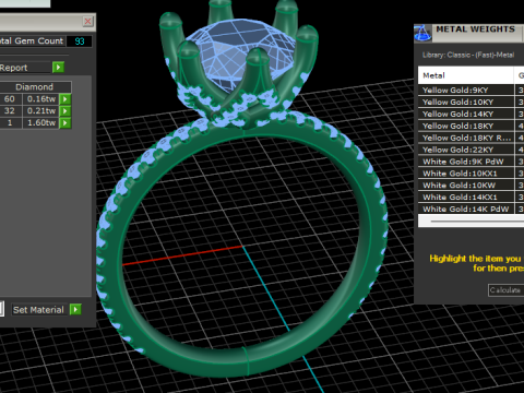 पेव बास्केट रिंग 3डी प्रिंट मॉडल के साथ 1 स्टोन गोल हीरा 3D प्रिंट मॉडल