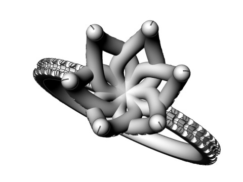 पेव बास्केट रिंग 3डी प्रिंट मॉडल के साथ 1 स्टोन गोल हीरा 3D प्रिंट मॉडल