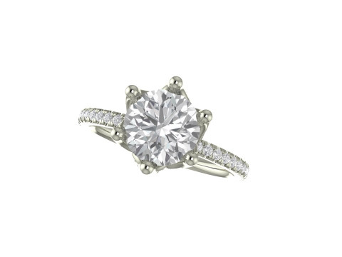 पेव बास्केट रिंग 3डी प्रिंट मॉडल के साथ 1 स्टोन गोल हीरा 3D प्रिंट मॉडल