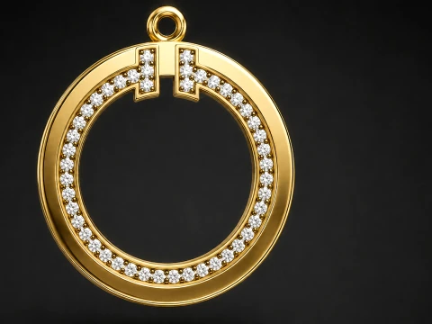 Modern Circle Pave Pendant 3D Print Model