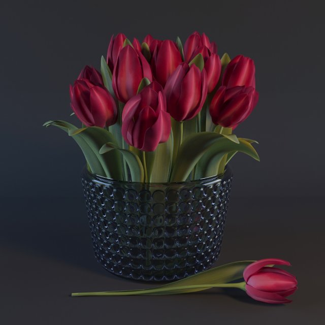 red tulips Model 3D .c4d .max .obj .3ds .fbx .stl .blend