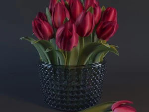 tulipes rouges Modèle 3D