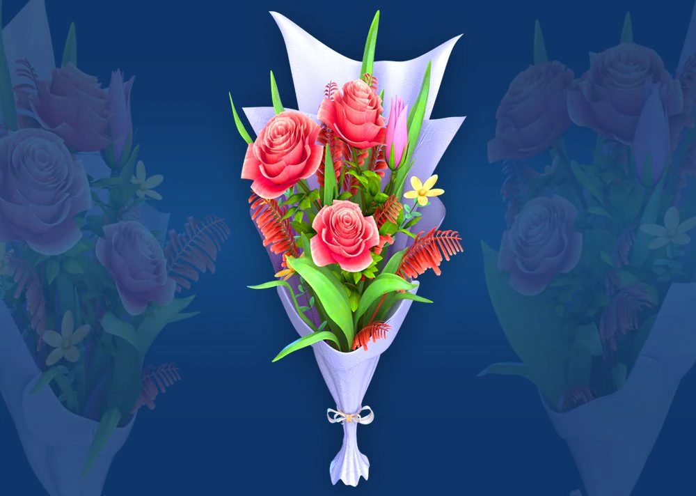 Flower Bouquet Propose Marry flowers and plants 3D Model .c4d .max .obj .3ds .fbx .stl .blend