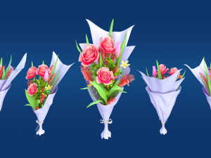 Flower Bouquet Propose Marry flowers and plants 3D Model