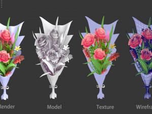 Flower Bouquet Propose Marry flowers and plants 3D Model