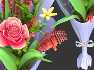 Flower Bouquet Propose Marry flowers and plants 3D Model