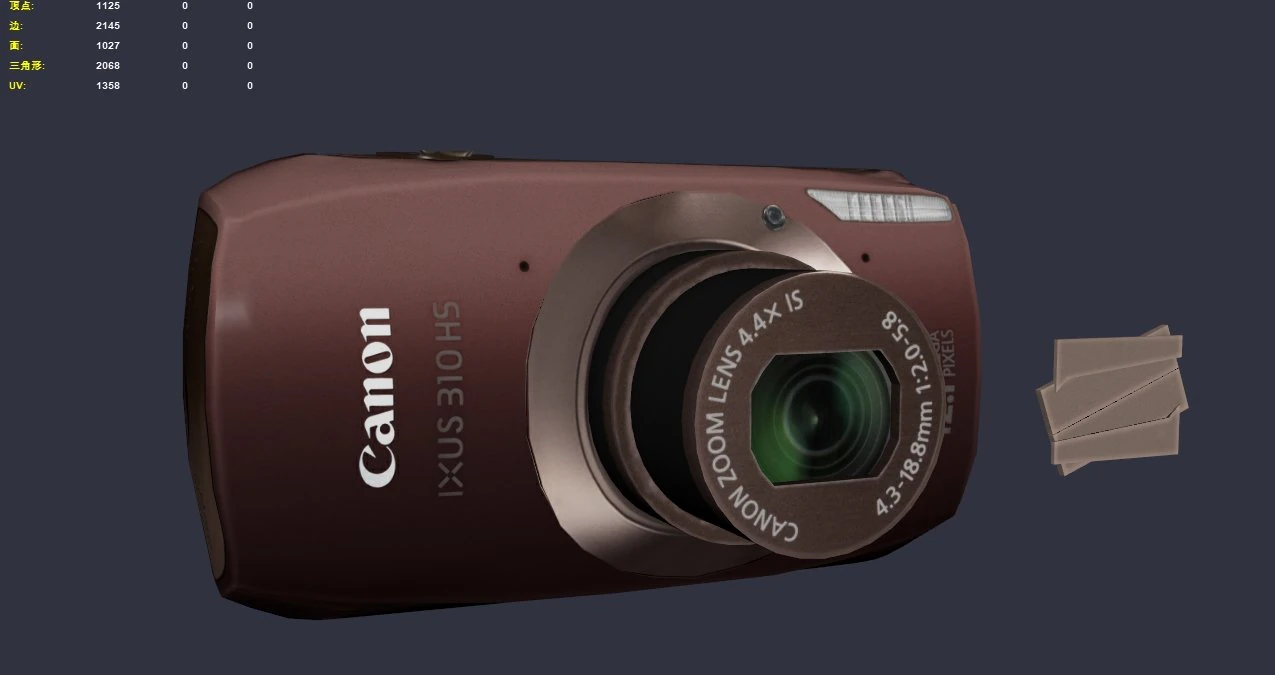 Canon Camera Low-poly 3D Model .c4d .max .obj .3ds .fbx .stl .blend 
